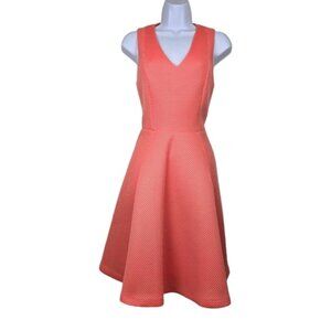DKNY Womens Sleeveless Coral Scuba Mesh Fit & Flare Mini Dress Size 2 NWT